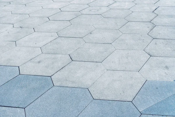 Texture Monotonous Hexagonal Tiled Pavement Perspective — Fotografia de Stock