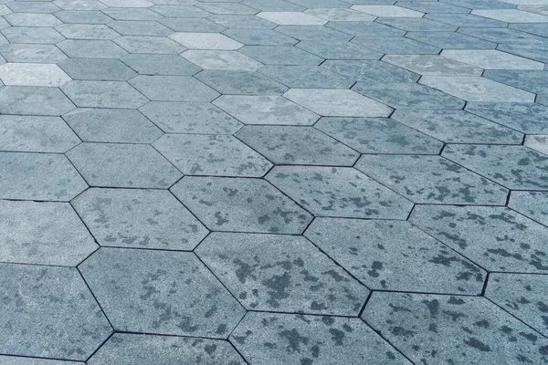 Texture Monotonous Hexagonal Tiled Pavement Perspective — стоковое фото