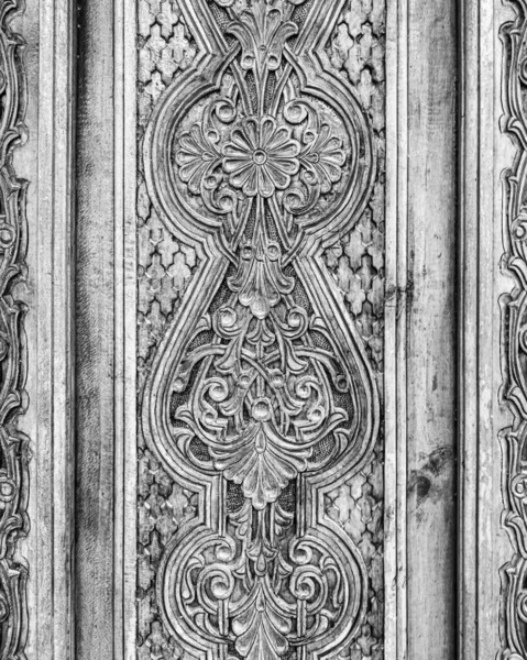 Carved Antique Wooden Doors Patterns Mosaics — Stock fotografie