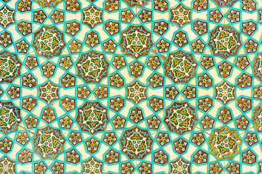 Geometric traditional Islamic ornament. Fragment of a ceramic mosaic.Abstract background.