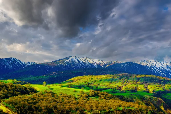 Cima Montaña Cubierta Nieve Joven Iluminada Por Sol Día Soleado — Foto de Stock