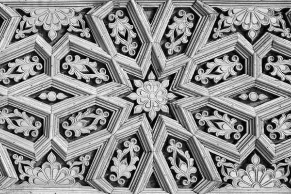 Geometrický Tradiční Islámský Ornament Fragment Keramické Mozaiky Abstraktní Pozadí Černá — Stock fotografie