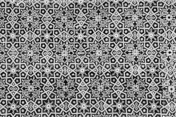 Geometric Traditional Islamic Ornament Fragment Ceramic Mosaic Abstract Background Black — Stock Photo, Image