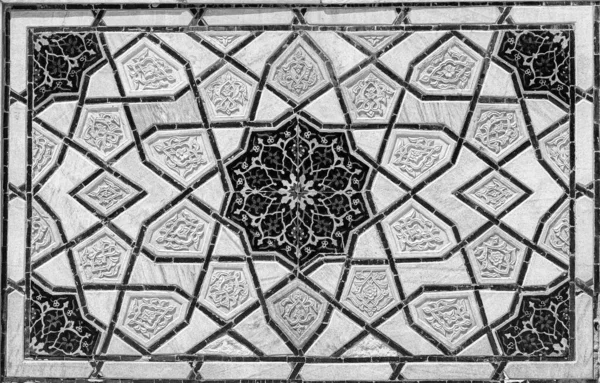 Geometrický Tradiční Islámský Ornament Fragment Keramické Mozaiky Abstraktní Pozadí Černá — Stock fotografie