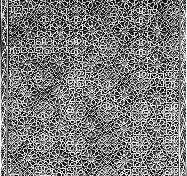 Ornamento Islâmico Tradicional Geométrico Fragmento Mosaico Cerâmico Preto Branco — Fotografia de Stock
