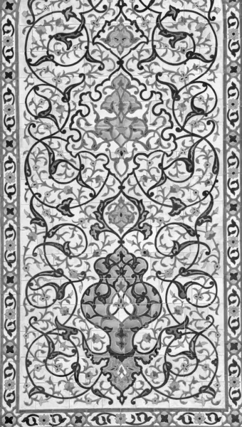 Geometric Traditional Islamic Ornament Fragment Ceramic Mosaic Abstract Background Black — Stock Photo, Image