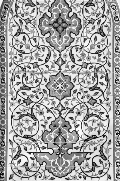 Черно Белый Геометрический Традиционный Исламский Орнамент Плитке Абстрактный Фон Дизайна — стоковое фото