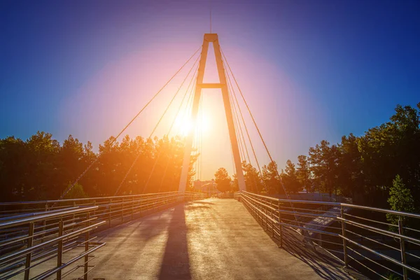 Современный Пешеходный Мост Стальными Кабелями Через Анхорский Канал Парке Навруз — стоковое фото