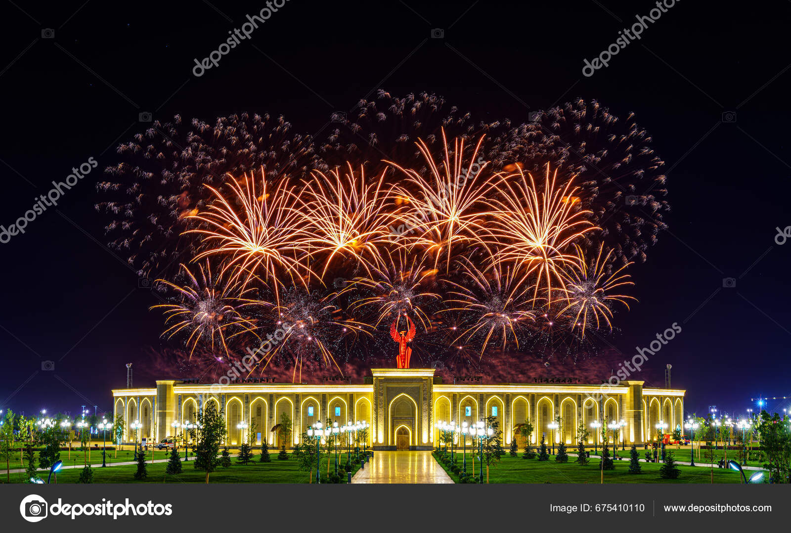 Uzbekistan Tashkent September 2023 Multi Colored Fireworks Independence
