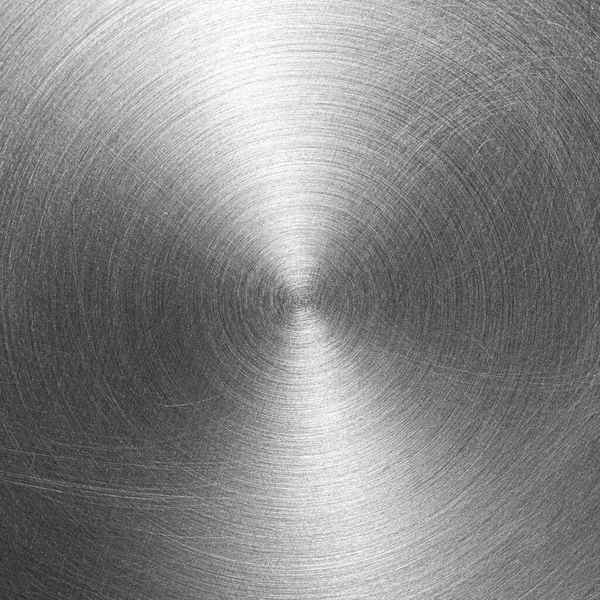 Stainless steel or aluminium circular brushed shiny metal texture. Abstract metallic background for design. Circle shape.