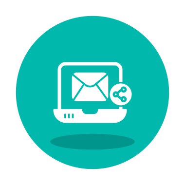 E- posta simgesi olan dizüstü bilgisayar. vektör illüstrasyonu 