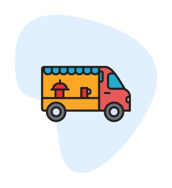 Beyaz arkaplanda yiyecek kamyonu vektör çizimi