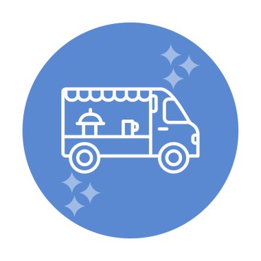 Beyaz arkaplanda yiyecek kamyonu vektör çizimi