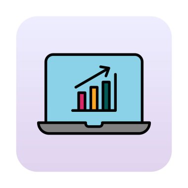 Dizüstü bilgisayarda basit büyüme grafiği, vektör illüstrasyonu