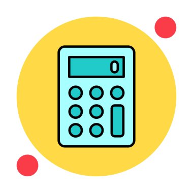 Hesap makinesi simgesi, beyaz arkaplanda renkli illüstrasyon