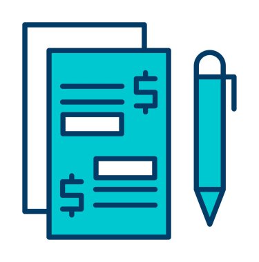 Kalem ikonlu kağıt. Ödenmiş Makaleler konsepti, vektör illüstrasyonu