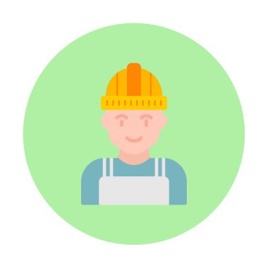 Kask simgesi olan işçiler, vektör illüstrasyonu 