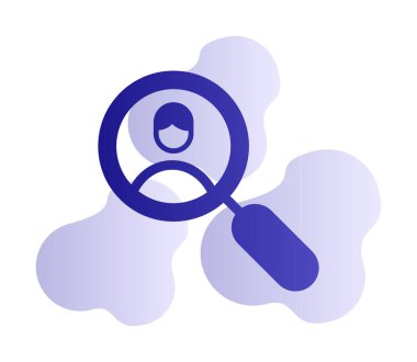 Arama insanları konsepti, büyütme cam ikon çizimi