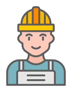 Kask simgesi olan işçiler, vektör illüstrasyonu 