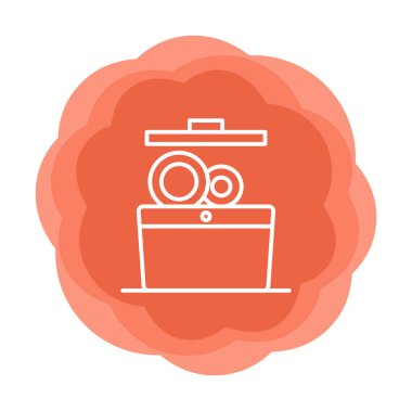 Moda stili izole edilmiş arkaplanda bulaşık makinesi simgesi