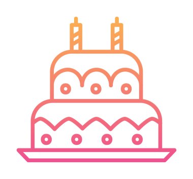 Mumlu doğum günü pastası. Web simgesi vektör illüstrasyonu