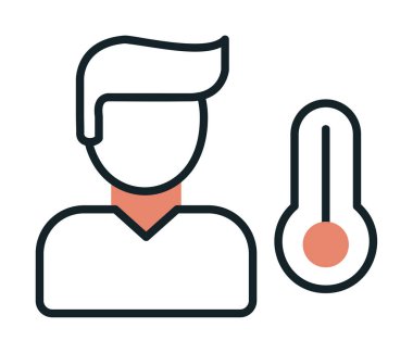 Hasta kişi ikonu. Yüksek sıcaklık simgesi. Vektör illüstrasyonu.