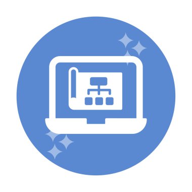 Dizüstü bilgisayar ekranındaki proje web simgesi, vektör illüstrasyonu