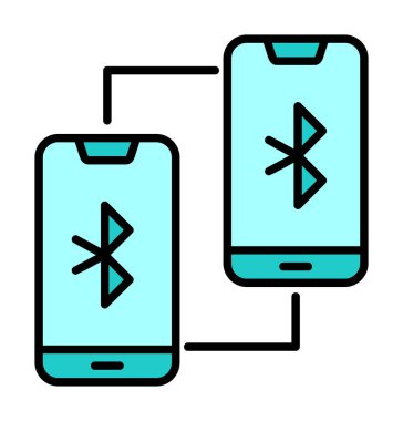 Bluetooth konsept vektör illüstrasyonuna bağlı telefonlar