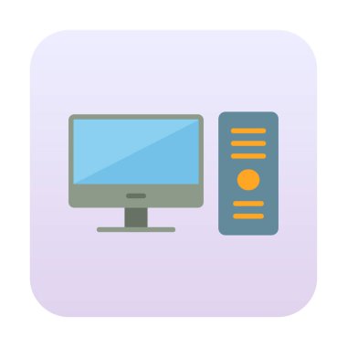 masaüstü bilgisayar simgesi tasarımı, düz işaret, vektör ve illüstrasyon