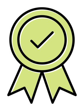 Onaylanmış madalya simgesi, vektör illüstrasyonu.