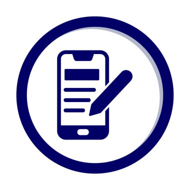 Beyaz arkaplanda not defteri simgesi olan akıllı telefon 