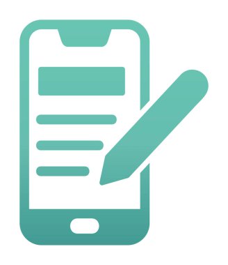 Beyaz arkaplanda not defteri simgesi olan akıllı telefon 