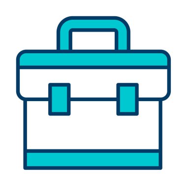 Evrak çantası vektör düz simgesi. İş durumu simgesi, bavul emojisi, vektör illüstrasyonu