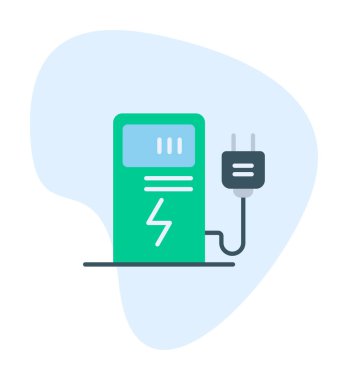 Elektrik Şarj İstasyonu ikon vektör çizimi