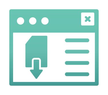 Web sayfası indirme simgesi, tasarım vektörü illüstrasyonu