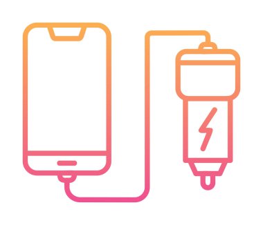 Araç telefonu şarj etme simgesi, vektör illüstrasyonu 