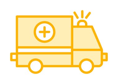 Basit renklerde ambulans arabası vektör simgesi. Yandan görüntüle