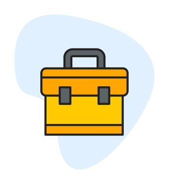 Evrak çantası vektör düz simgesi. İş durumu simgesi, bavul emojisi, vektör illüstrasyonu