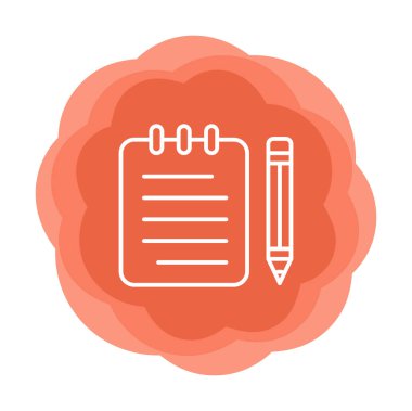 Basit not defteri arayüzü simgesi, vektör illüstrasyonu