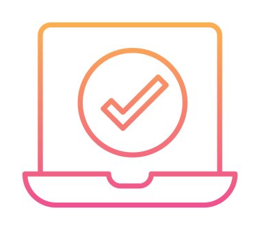 Dizüstü bilgisayardaki işaret simgesini kontrol et, vektör illüstrasyonuName 