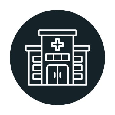 Hastane inşa çizgisi ikon vektörü
