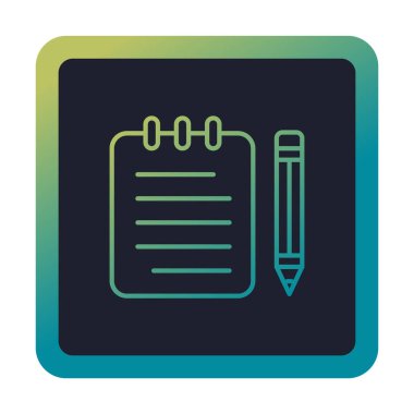 Basit not defteri arayüzü simgesi, vektör illüstrasyonu