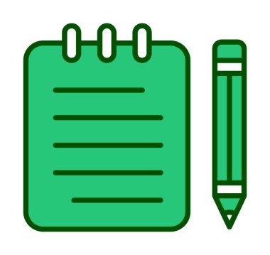 Basit not defteri arayüzü simgesi, vektör illüstrasyonu