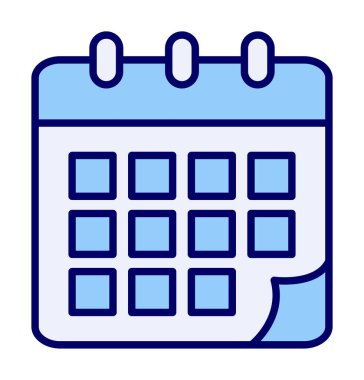 Takvim düzlüğü simgesi, vektör illüstrasyonu 