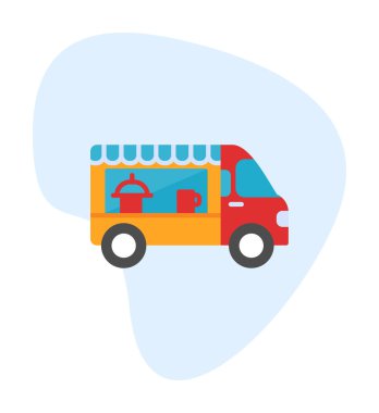 Beyaz arkaplanda yiyecek kamyonu vektör çizimi