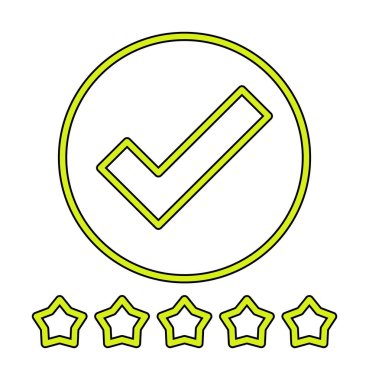 işaretleme işareti ve beş yıldız simgesi, vektör illüstrasyonu