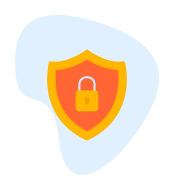 Güvenlik kalkanı düz simgesi, vektör illüstrasyonu 