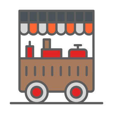 Gıda kamyon düz vektör simgesi