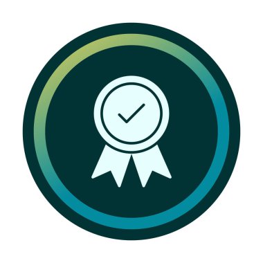 Onaylanmış madalya simgesi, vektör illüstrasyonu.