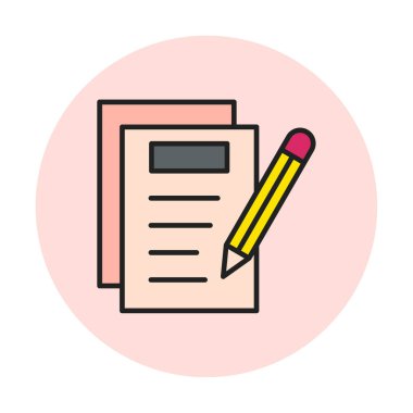 Basit not defteri arayüzü simgesi, vektör illüstrasyonu